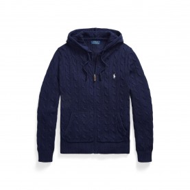 пуловер,мъжки,пуловери,polo,ralph,lauren,mens,cable,knit,cotton,hooded,jumper,bright,navy