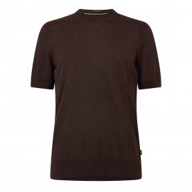 фланелка,с,къс,ръкав,мъжки,пуловери,мъжки,тениски,boss,mens,boss,black,knitted,short,sleeve,top,umauro,dark,brown,207