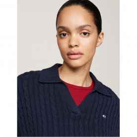 блуза,дамски,плетени,дрехи,tommy,jeans,tjw,cable,rugby,sweater,dark,navy,m