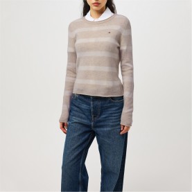 блуза,дамски,плетени,дрехи,tommy,hilfiger,soft,wool,c,nk,ls,sweater,beige,ivory