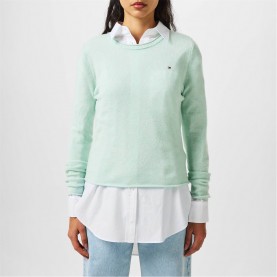 пуловер,дамски,плетени,дрехи,tommy,hilfiger,boat,neck,slim,long,sleeve,jumper,from,tommy,hilfiger,minty,green