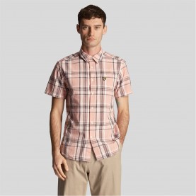 риза,с,къс,ръкав,облекла,на,разпродажба,lyle,and,scott,linen,check,short,sleeve,shirt,pink