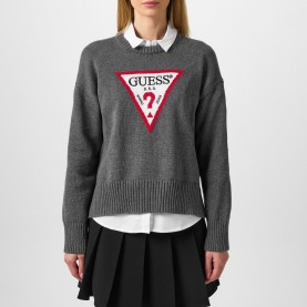 дамски,пуловер,дамски,плетени,дрехи,guess,women,s,triangle,knitted,crew,neck,jumper,cobbleston,hthr