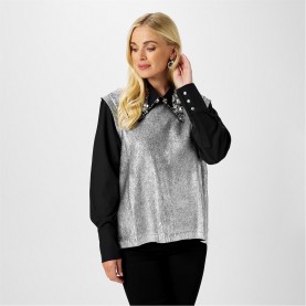 пуловер,дамски,плетени,дрехи,biba,biba,embellished,collar,2in1,jumper,silver