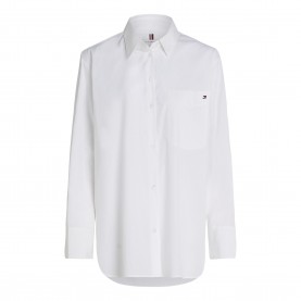 Tommy Hilfiger Womens Easy Fit Long-Sleeve Patterned Shirt - Optic White дамски,ризи,tommy,hilfiger,women,s,easy,fit,long,sleeve,patterned,shirt,optic,white