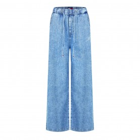 Панталони Tommy Jeans Women's Twill Denim Long Palazzo Trousers - Denim Medium панталони,дамски,чорапогащи,и,клинове,tommy,jeans,women's,twill,denim,long,palazzo,trousers,denim,medium