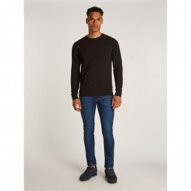 calvin,klein,men,s,waffle,texture,cotton,crew,neck,jumper,ck,black,beh