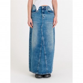 пола,поли,и,къси,панталони,the,ragged,priest,women's,maxi,bleach,blue,wash,denim,skirt,blue