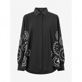 дамски,ризи,french,connection,women's,cambria,embossed,long,sleeve,patterned,shirt,black,cream