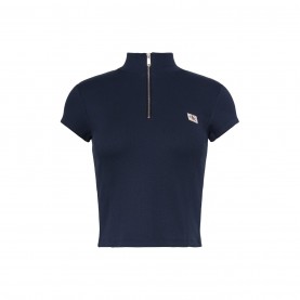 Блуза с яка Calvin Klein Jeans Women's Knitted Short Sleeve Polo Shirt - Dark Saphire блуза,с,яка,дамски,плетени,дрехи,дамски,топове,calvin,klein,jeans,women's,knitted,short,sleeve,polo,shirt,dark,saphire
