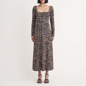 рокля,nobodys,child,aidie,leopard,print,midi,dress,brown