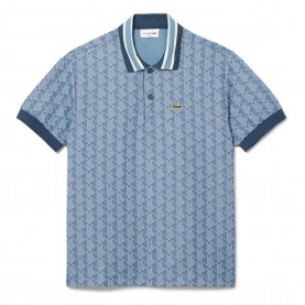 Блуза с яка Lacoste Classic-Fit Monogram Jacquard Polo Shirt - Blue блуза,с,яка,мъжки,тениски,lacoste,classic,fit,monogram,jacquard,polo,shirt,blue
