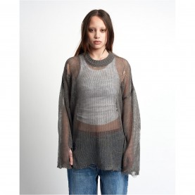 пуловер,дамски,плетени,дрехи,the,ragged,priest,women's,fever,knit,crew,neck,jumper,grey,white