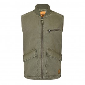 потник,облекла,на,разпродажба,мъжки,якета,timberland,timberland,washed,canvas,vest,black,leaf,green