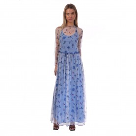 Рокля Emporio Armani Semi Sheer Floral Print Maxi Dress - Multi Colour рокля,дамски,поли,и,рокли,emporio,armani,semi,sheer,floral,print,maxi,dress,multi,colour