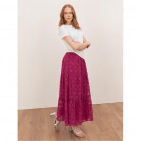 Пола Lovedrobe Lovedrobe Fuchsia Floral Burnout Tiered Maxi Skirt - Fuchsia пола,поли,и,къси,панталони,lovedrobe,lovedrobe,fuchsia,floral,burnout,tiered,maxi,skirt,fuchsia