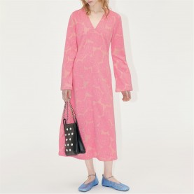 рокля,дамски,поли,и,рокли,stine,goya,long,sleeve,v,neck,dress,pink