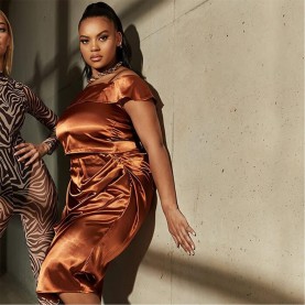 Къса блуза I Saw It First ISAWITFIRST Plus Size Satin Cold Shoulder Crop Top - Orange къса,блуза,дамски,топове,i,saw,it,first,isawitfirst,plus,size,satin,cold,shoulder,crop,top,orange
