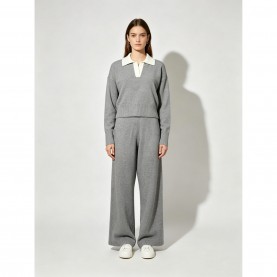 miso,women,s,v,neck,knit,long,sleeve,oversized,fit,top,and,trouser,set,grey