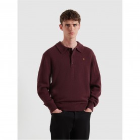 горнище,с,цип,мъжки,пуловери,farah,men's,matson,lambswool,knit,quarter,zip,top,bordeaux,507
