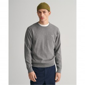 зимни,аксесоари,мъжки,пуловери,gant,classic,cotton,c,neck,bordeaux,mela,grey,melange092