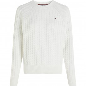 блуза,дамски,плетени,дрехи,tommy,hilfiger,cable,knit,crew,neck,sweater,ecru