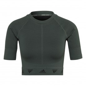 Тениска adidas AEROKNIT Training T-Shirt - Green/Black тениска,дамски,горнища,за,тренировка,дамско,фитнес,облекло,дамски,облекла,за,бягане,лека,атлетика,adidas,aeroknit,training,t,shirt,green,black