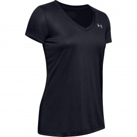 Under Armour Tech™ V-Neck Short Sleeve Womens - Black дамски,горнища,за,тренировка,дамско,фитнес,облекло,дамски,облекла,за,бягане,лека,атлетика,under,armour,tech,v,neck,short,sleeve,womens,black