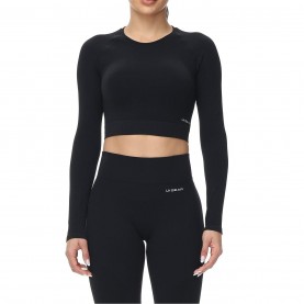LA Gear L/S SL Crop 2 Pack - Black дамски,горнища,за,тренировка,дамско,фитнес,облекло,la,gear,l,s,sl,crop,2,pack,black