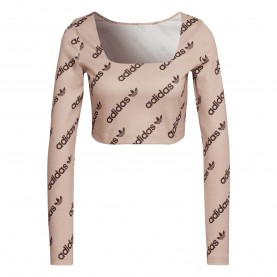 Къса блуза adidas Originals Long Sleeve Crop Top - Halo Blush къса,блуза,дамски,топове,adidas,originals,long,sleeve,crop,top,halo,blush