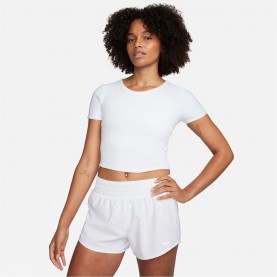 Nike One Fitted Women's Dri-FIT Short-Sleeve Top - White разпродажба,nike,дамски,топове,дамски,горнища,за,тренировка,дамски,горнища,размер+,дамски,облекла,размер,лека,атлетика,дамско,фитнес,облекло,всички,фитнес,
