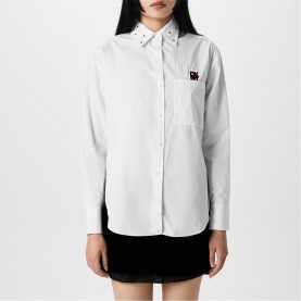 дамски,ризи,dkny,studded,logo,shirt,white