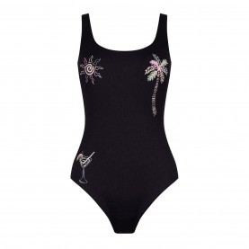 дамски,бански,костюми,chelsea,peers,women's,scoop,neck,swimsuit,black,crinkle