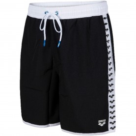 Arena Unisex Bermuda Team Stripe - Black White мъжки,летни,бански,плуване,в,училище,мъжки,бански,костюми,мъжки,бански,костюми,борд,шорти,и,бански,тип,боксерки,бански,тип,слип,стоки,за,плуване,на,разпрод