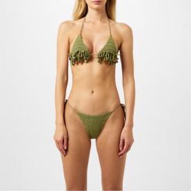 Бикини JADED LONDON Women's Canary Knitted Micro Triangle Bikini - Green бикини,дамски,бански,костюми,дамско,бельо,jaded,london,women's,canary,knitted,micro,triangle,bikini,green