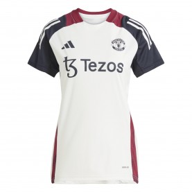 adidas Manchester United Training Shirt 2025 Womens - Off White/Black футболни,фланелки,футбол,adidas,manchester,united,training,shirt,2025,womens,off,white,black