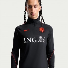 Nike Men's Netherlands International Licensed Drill Top - Black/Red футболни,фланелки,национални,отбори,всички,футболни,облекла,nike,men's,netherlands,international,licensed,drill,top,black,red