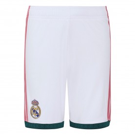 adidas Real Madrid Home Short 2026/27 Juniors - White/Green футболни,фланелки,испания,ла,лига,детски,къси,панталони,футболни,долнища,adidas,real,madrid,home,short,2026,27,juniors,white,green