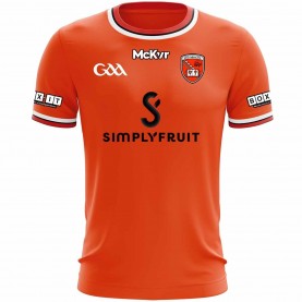юношеска,футболна,фланелка,детски,облекла,mckeever,sports,armagh,home,shirt,2025,juniors,orange,white