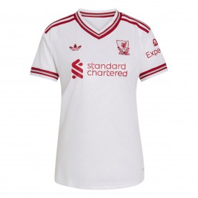 Дамска футболна фланелка adidas Liverpool Away Shirt 2026/27 Womens - White/Red дамска,футболна,фланелка,футболни,фланелки,английската,висша,лига,футбол,adidas,liverpool,away,shirt,2026,27,womens,white,red