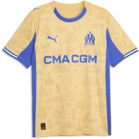 Puma PUMA Olympique Marseille Fourth Shirt 25/26 Mens - Gold/Royal Blue коледни,подаръци,за,него,коледни,подаръци,за,деца,футболни,фланелки,франция,лига,1,fc,girondins,de,bordeaux,olympique,marseille,други,футболни,фланелки,от,