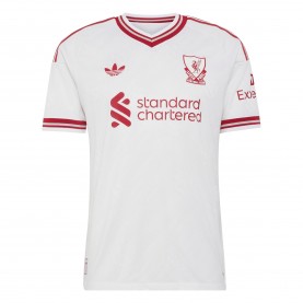 Мъжка футболна фланелка adidas Liverpool Authentic Away Shirt 2026/27 Mens - White/Red мъжка,футболна,фланелка,футболни,фланелки,английската,висша,лига,мъжки,тениски,мъжки,блузи,с,яка,мъжки,потници,футбол,adidas,liverpool,authentic,away,shirt