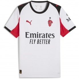 Футболна фланелка Puma AC Milan Away Shirt 2025 2026 Adults - White/Red футболна,фланелка,футболни,фланелки,италия,серия,а,футбол,puma,ac,milan,away,shirt,2025,2026,adults,white,red