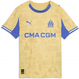 Puma Olympique Marseille Fourth Shirt 25/26 Juniors - Gold/Royal Blue коледни,подаръци,за,деца,всички,коледни,подаръци,футболни,фланелки,oldham,athletic,stoke,city,sunderland,франция,лига,1,fc,girondins,de,bordeaux,olympique,