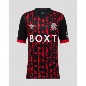 Юношеска футболна фланелка Umbro Rangers Third Shirt 2026/27 Juniors - Black/Red юношеска,футболна,фланелка,футболни,фланелки,футбол,umbro,rangers,third,shirt,2026,27,juniors,black,red