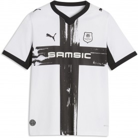 Юношеска футболна фланелка Puma Stade Rennais Away Shirt 2026/27 Juniors - White/Black юношеска,футболна,фланелка,футболни,фланелки,английската,висша,лига,франция,лига,1,футбол,puma,stade,rennais,away,shirt,2026,27,juniors,white,black