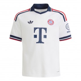 Юношеска футболна фланелка adidas Bayern Munich Away Shirt 2026/27 Juniors - White/Navy юношеска,футболна,фланелка,футболни,фланелки,английската,висша,лига,германия,бундеслига,футбол,adidas,bayern,munich,away,shirt,2026,27,juniors,white,navy