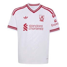 Юношеска футболна фланелка adidas Liverpool Away Shirt 2026/27 Juniors - White/Red юношеска,футболна,фланелка,футболни,фланелки,английската,висша,лига,футбол,adidas,liverpool,away,shirt,2026,27,juniors,white,red