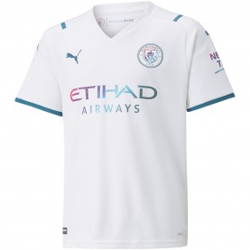 Детска футболна фланелка Puma Mcfc Away Shirt Jr W/Sponsor Logo Football Unisex Kids - White/Blue детска,футболна,фланелка,футболни,фланелки,oldham,athletic,stoke,city,sunderland,република,ирландия,футболни,фланелки,английската,висша,лига,southampton,ma
