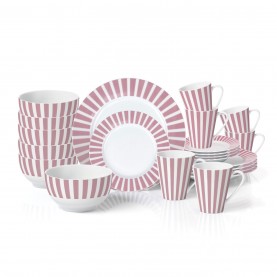 Waterside 24pc Pink Split Stripe Dinner Set - Pink waterside,24pc,pink,split,stripe,dinner,set,pink